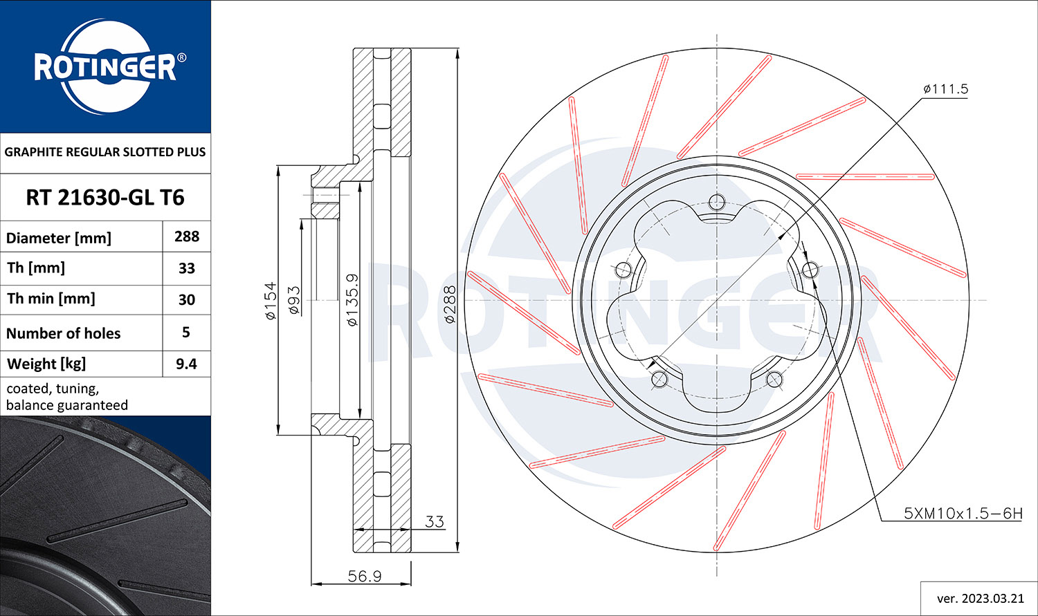 ROTINGER Féktárcsa, mind RT21630-GLT6_ROT